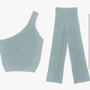 Nasty Gal One Shoulder Knitted Lounge Set